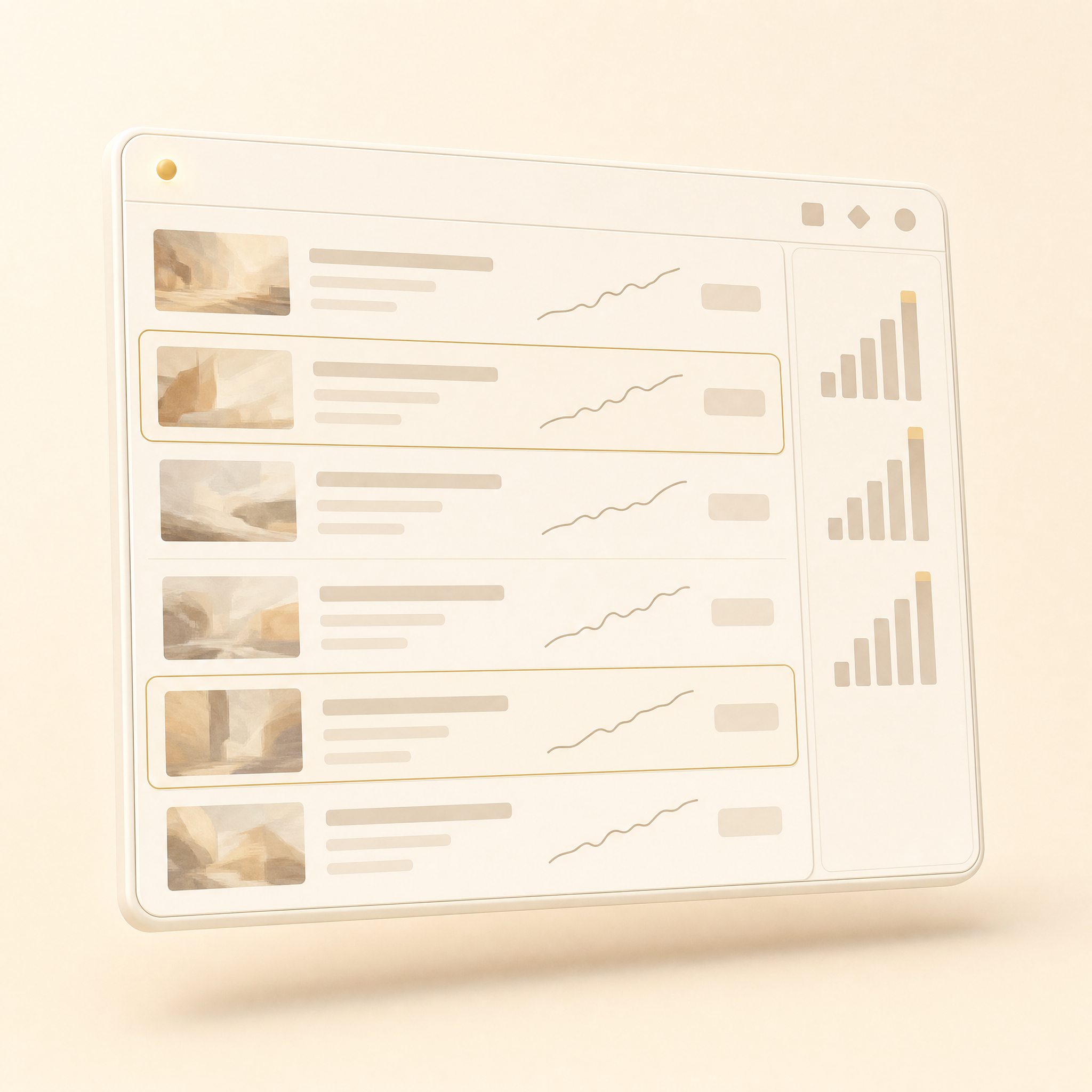 Live niche radar app panel with signal feed and format trends